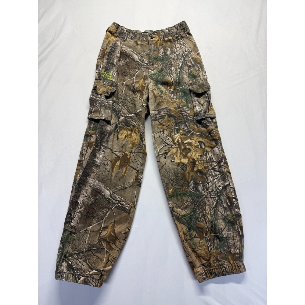 Realtree Cargo Pants Unisex Kids 2XL (18) Multicolor Camouflage Cotton Hunting